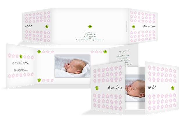 Babykarte Blumentapete