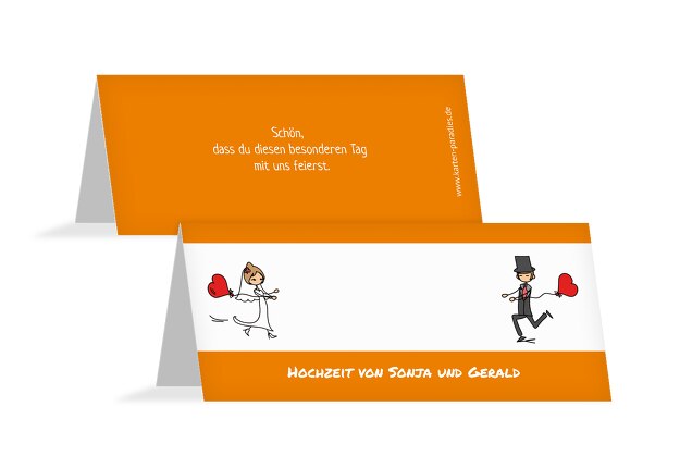 Hochzeit Tischkarte Comic Brautpaar