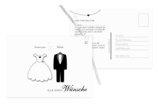 Hochzeit Ballonkarte dress and suit