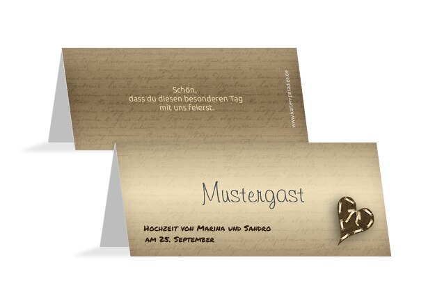 Hochzeit Tischkarte Herzensgedicht