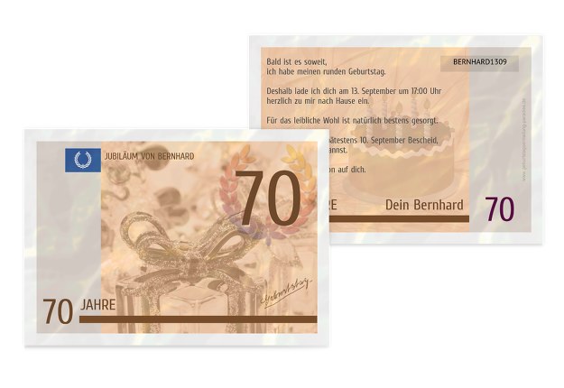 Geburtstagseinladung Geldschein 70