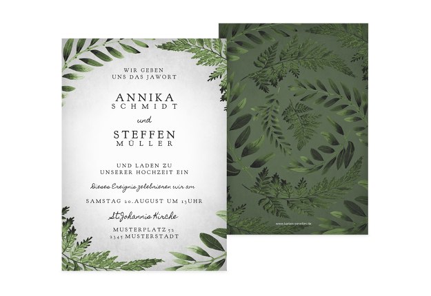 Hochzeit Einladung Blätterwerk