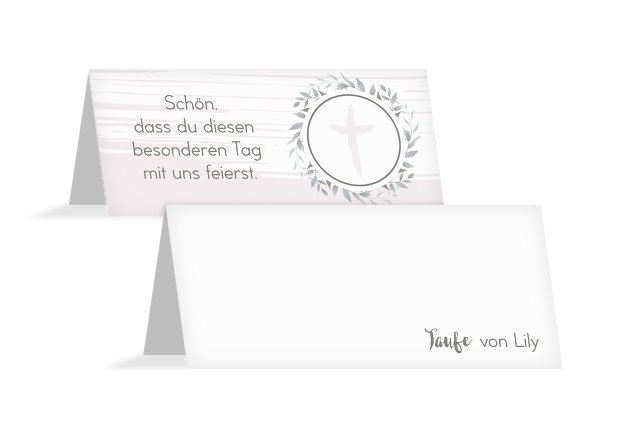 Taufe Tischkarte Kranz