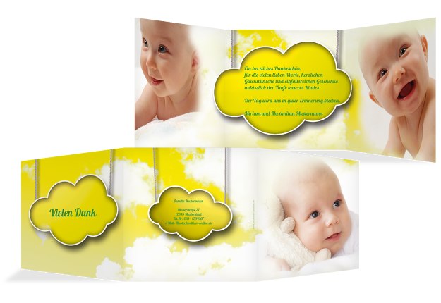 Taufe Dankeskarte Fluffy Cloud