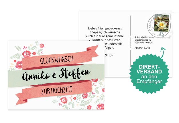 Glückwunschkarte zur Hochzeit Banner