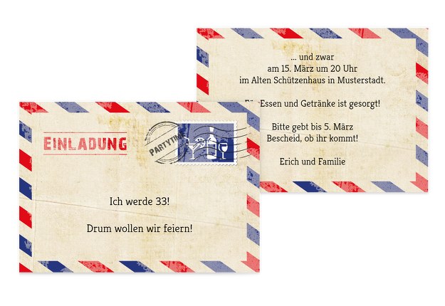 Einladung zum Geburtstag Luftpost